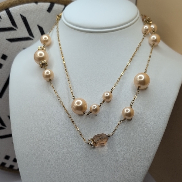J. Crew Gold Pearl Necklace Minimalist Design - Picture 3 of 4